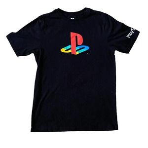 Playstation Shirt Boys Girls Xl 14 Short Sleeve Tee Black Logo Kids